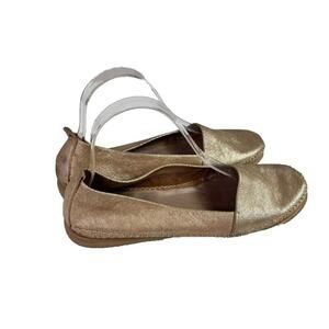 The FLEXX Shoes Loafers Womens 9 Gold Ballet Flats Metallic Espadrille Leather